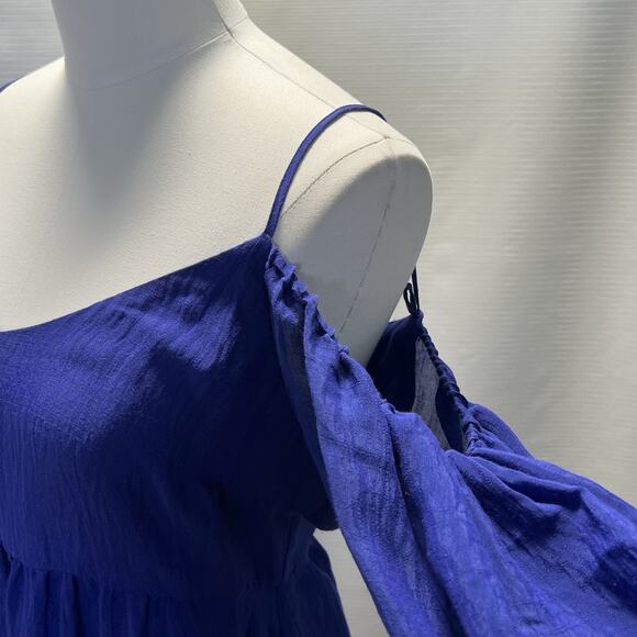 Moulinette Soeurs Carina Dress Small Off the Shoulder Blue Purple Anthropologie - Picture 8 of 15